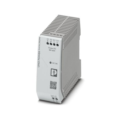 Phoenix Contact Switching Power Supply; UNO-PS/1AC/48DC/ 60W; 48VDC OUT; 1.25A; 85-264VAC IN; Single Phase; DIN Rail Mount; Plastic; Screw Connection